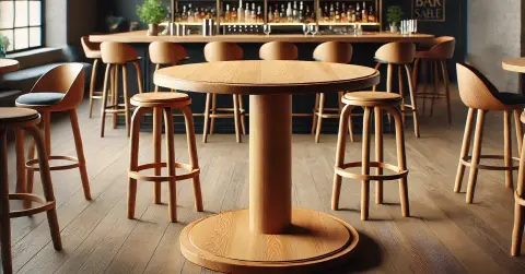 Mesa de Bar de Madeira Redonda